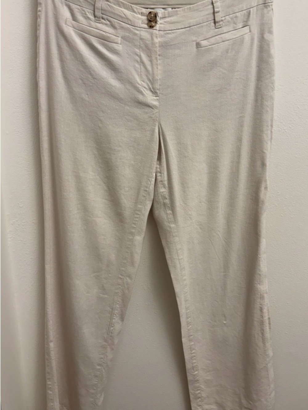 J. Jill Linen Stretch Slim-Leg Pants Slacks Sea Salt Beige Size 8 - Picture 2 of 13